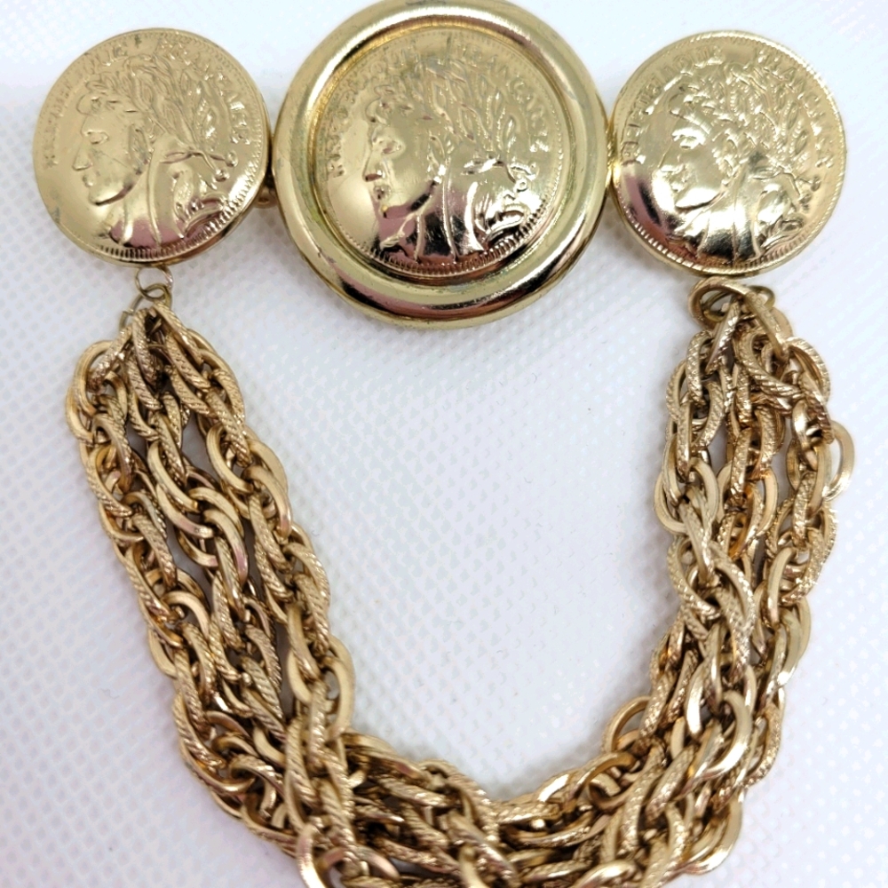 Vintage Retro Gold Tone Republique Francaise Faux
